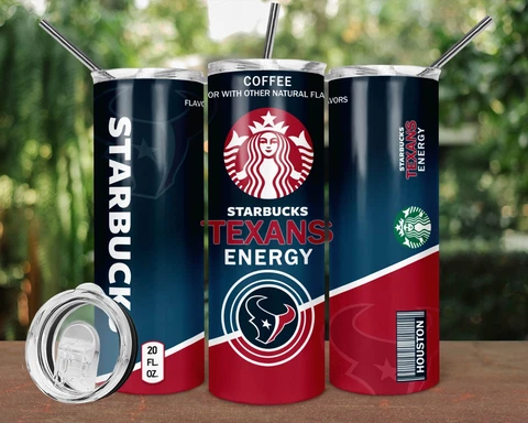 20oz Houston Texans Starbucks insulated tumbler with box lid and straw Cover
