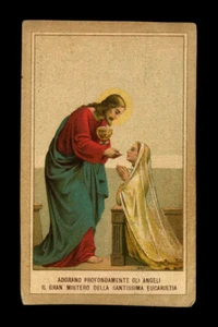 santino cromo-holy card in "trasparenza" GLI ANGELI ADORANO SS.SACRAMENTO - Picture 1 of 2