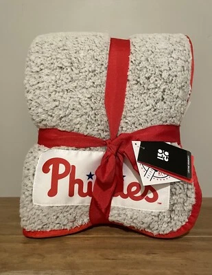 NEW Philadelphia Phillies MLB  Frosty Fleece Blanket Logo Brands 50x60 GO PHILS! - Image 1 of 4