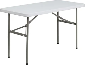 24''W X 48''L Granite White Plastic Folding Table - Seminar or Training Table - Picture 1 of 9