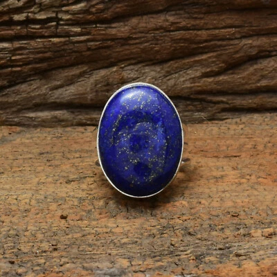 Blu Lapislazzuli Gemma 925 Argento Sterling Handmade Anello Tutte le Misure - Immagine 1 di 3