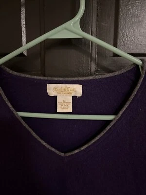 Peck & Peck Cashmere Sweater Size M Purple / Gray Accent Rolled Hem / Cuffs - Image 1 of 4