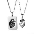 Men Women Stainless Steel Matching Heart Tag Lovers Couple Pendant Necklace Gift