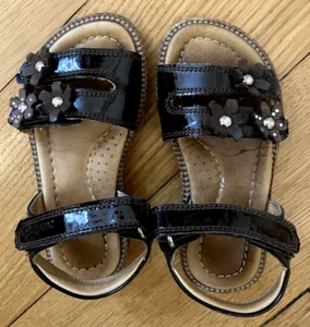 Rondinella Mädchen Sandalen Gr. 24 Luxus Braun Lackleder Klettverschluß Glitzer - Bild 1 von 4
