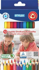 12 JUMBO Dreikant Buntstifte Malstifte holzfrei lackiert Mine: 4mm Durchmesser - Bild 1 von 2