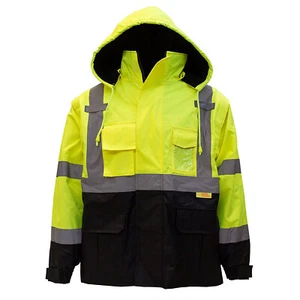 Men's Class 3 Hi-Vis Safety Bomber Jacket and Detachable sleeve -J8511/12 - Picture 1 of 17