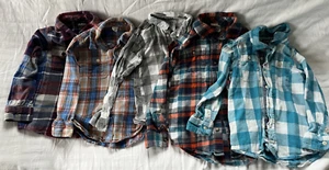 Set of 5! Flannel Plaid Shirts Size 5, 5T, Osh Kosh, Gap, Excellent - Picture 1 of 12