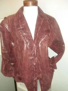 100 % Leder Concept Damen burgundisch Python Druck Jacke 3X gefüttert mit Nylon - Bild 1 von 1