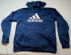 Adidas Sweatshirt Herren Large blau Hoodie leicht Training Gym ohne Kordelzug  - Bild 1 von 6