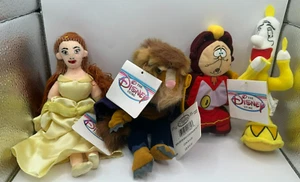 Disney Store Beauty and Beast Bean Bag Vtg Plush Lot Lumiere Cogsworth Belle NWT - Picture 1 of 5