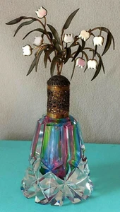 GORGEOUS! VTG IRICE "LILY OF VALLEY" FRANCE CTYSTAL FILIGREE PERFUME BOTTLE - Picture 1 of 12
