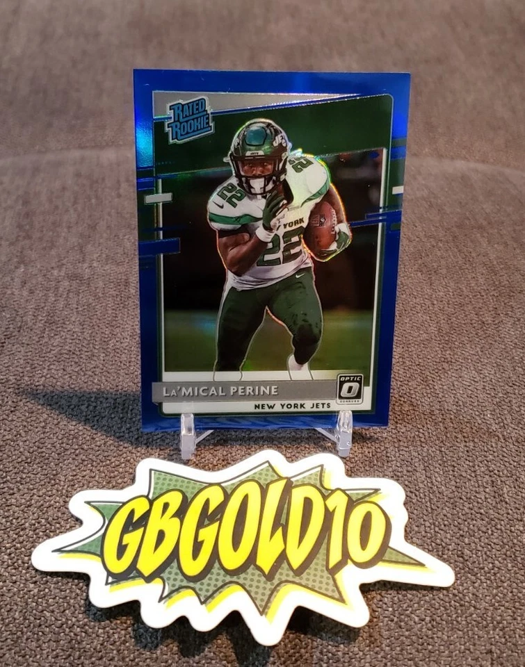 2020 donruss optic prizm La’MICAL PERINE #P-340 Blue Holo Rated Rookie /125 - Image 1 of 3