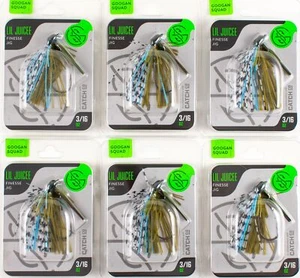 (LOT OF 6) GOOGAN SQUAD LIL JUICEE FINESSE JIG 4/0 3/16OZ BLUE CRAW A2222 - Picture 1 of 3