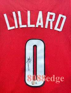 "DAMIAN LILLARD" BECKETT AUTHENTIC SIGNED CUSTOM RED JERSEY AUTO AUTOGRAPH BAS - Picture 1 of 4