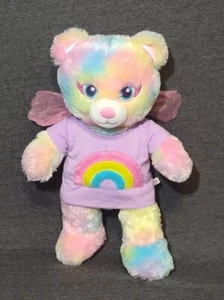 Build A Bear Rainbow Bear 16" Pink Wings Stuffed Plush Purple Shirt - Picture 1 of 13