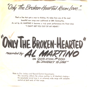Al Martino: Only The Broken Hearted / Journey To Love, "DJ COPY"W/PIC 45 8306 - Picture 1 of 5