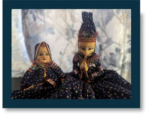 Namaste & Nostalgia - Coppia di marionette tradizionali del Rajasthan - Kathputli Folk Art - Foto 1 di 10