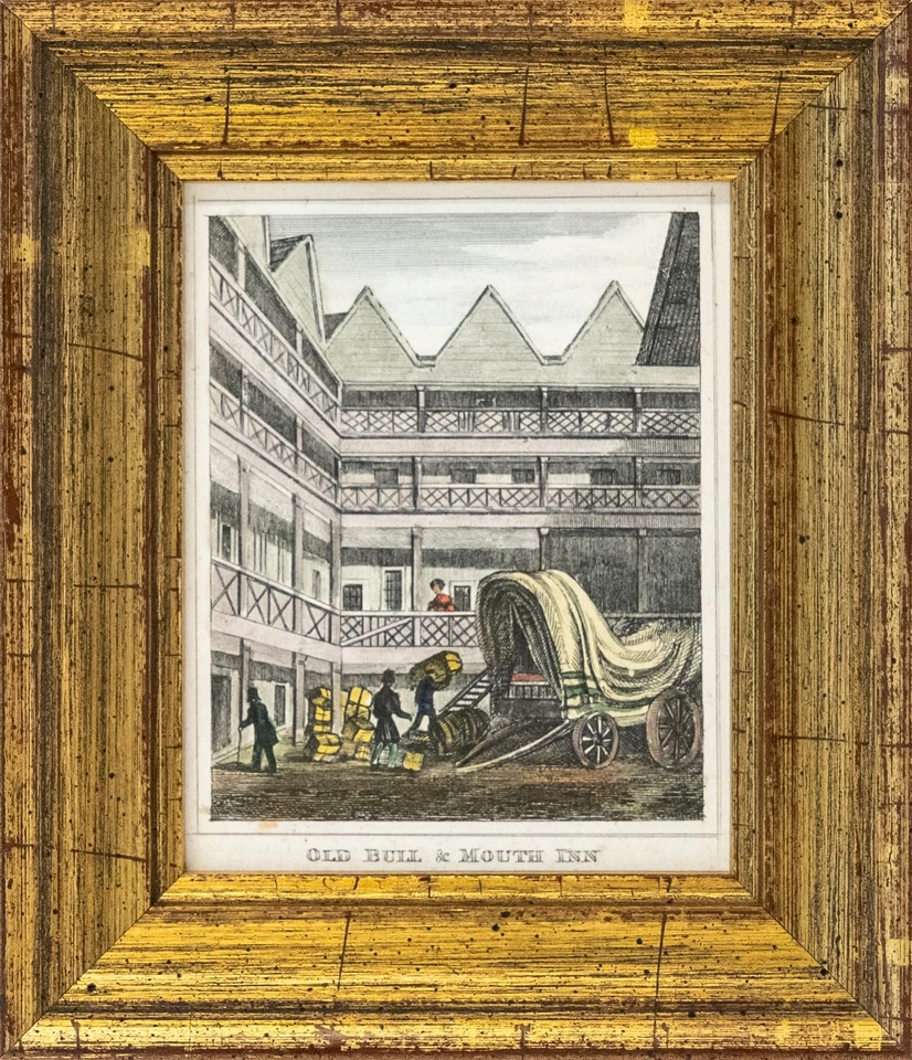 Miniatur Stahlstich London koloriert um 1840 mit Rahmen - Bild 1 von 2