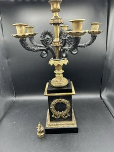 Vintage Kandelaber verziert detailliert schwer schwarz Bronze Messing Kandelaber 5 armig - Bild 1 von 14