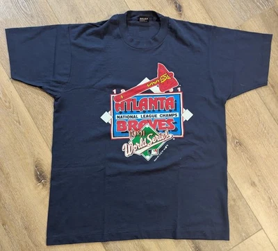 Camiseta Gráfica Vintage 1991 Atlanta Braves Campeones de la Liga Nacional Talla XL Foto 1 de 4