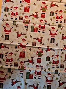 Makower UK Henley Studio Quilt Fabric Festive Fun Santa Cotton 1 Yard Christmas - Picture 1 of 2