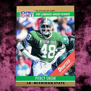 Percy Snow 1990 Pro Set RC #21 Michigan State Spartans Rookie Jersey KC Chiefs💙 - Foto 1 di 2
