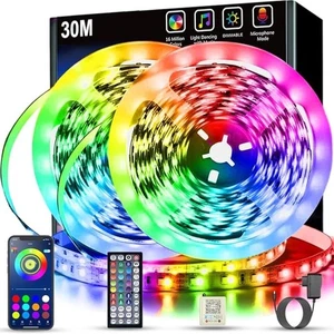 LED Strip 30m RGB LED Streifen with Remote & Bluetooth APP Control Timer Setting - Picture 1 of 6