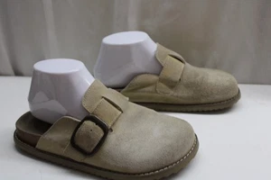 Boston Suede Clogs Non-Slip Taupe Normal Soft Comfort Footbed Sandals 6.5 - Picture 1 of 8