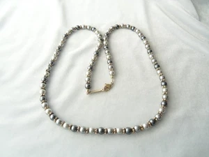 Vintage Napier Shades Of Grey & Silver Faux Pearl Mixed Bead necklace 24" - Picture 1 of 6