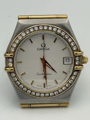 Omega Constellation 18K Gold SS Watch Ref 1217.30 Diamond Bezel – Silver Dial - Image 1 of 4