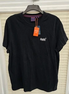 Men's XXXL 3XL Superdry Black T Shirt With White Chest Logo. New With Tags. - Picture 1 of 6