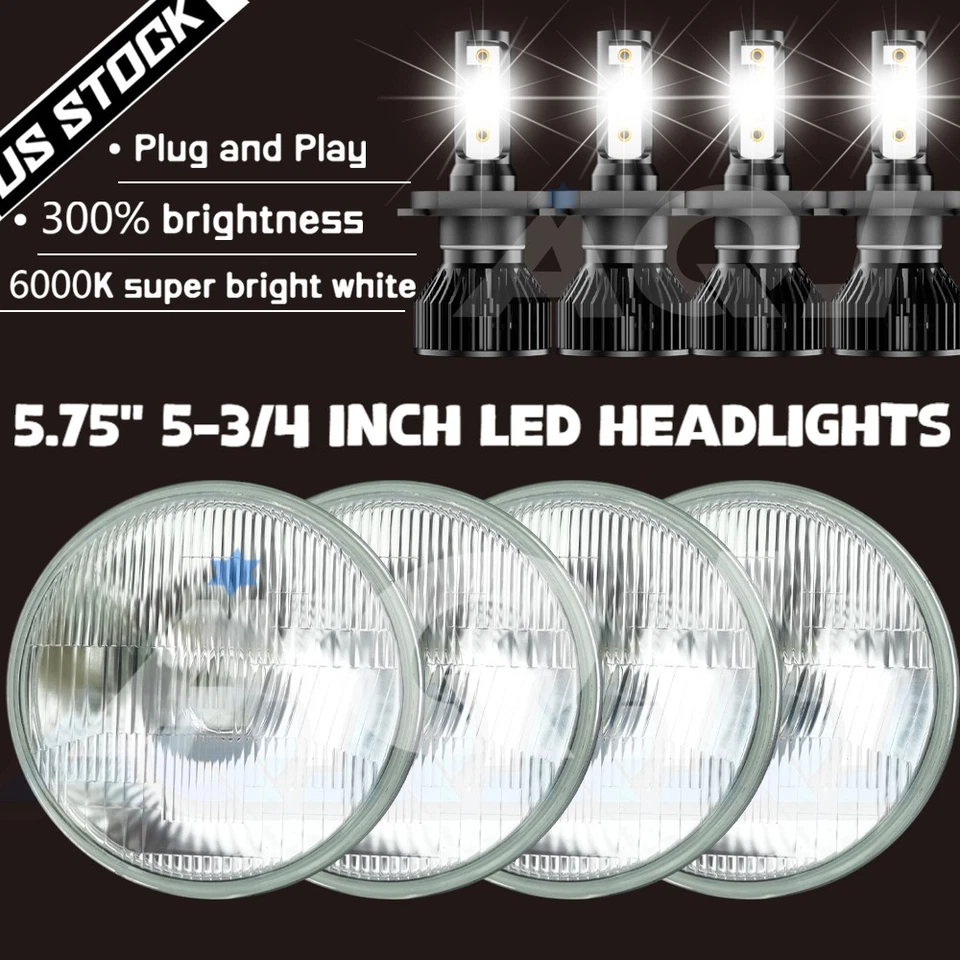 4PCS 5.75" 5-3/4 inch LED Headlight Hi/Lo Beam DRL For Mercedes-Benz380SLC 81-85 Foto 1 de 4