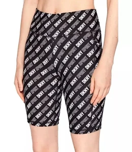 DKNY Sport Damen schwarz Logo Print hohe Taille Aktiv Yoga Fahrrad Shorts Größe XS - Bild 1 von 4
