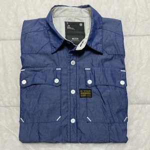 G-STAR RAW Men’s Strike Long Sleeve Button Up Blue Cotton Shirt ~ Size S GStar - Picture 1 of 13
