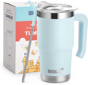 Tazza Caffè da Viaggio con Manico 16 Oz Acciaio Inox Doppia Parete Isolata Sottovuoto - Foto 1 di 12