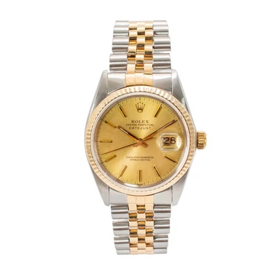 Rolex Datejust 36MM 16013 Gold Dial Jubilee Fluted 18K Yellow Gold Steel Watch - Image 1 of 4