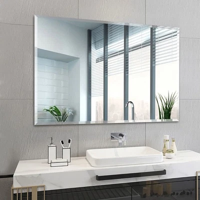 Self-Adhesive Bevelled Mirror, Frameless Stick-On for Bathroom & Bedroom - Image 1 of 4