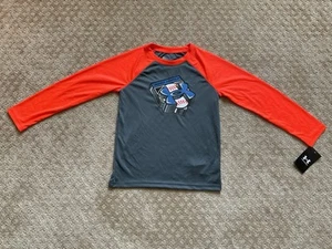 NWT Under Armour size 5 gray/orange baseball themed top - Picture 1 of 5
