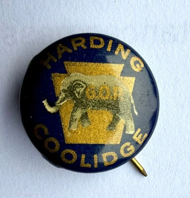 Harding & Coolidge 1920 GOP Keystone Button – Rare 7/8" Celluloid, Excellent - Image 1 of 3