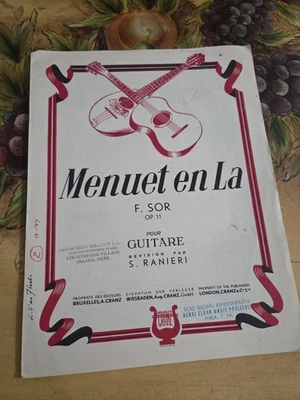 Sor Menuet En La Для Классической Гитары Чрезвычайно Редкие Нотные Ноты - Изображение 1 из 2