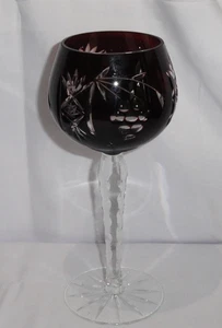 Cáliz de cristal bohemio ~ rojo rubí corte a claro ~ copa de corvejón de vino - Imagen 1 de 7
