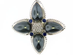 DAVID YURMAN HEMATINE AND DIAMOND STERLING SILVER TEARDROP ENHANCER - Picture 1 of 7