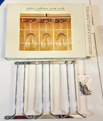 Under Cabinet Stem Rack Chrome Wine Glass Goblet Storage Display NEW Pier 1 - Image 1 of 3