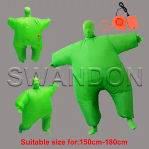 Green Adult Inflatable Fat Suit Blow Up Sumo Fancy Dress Costume, Adult - Picture 1 of 4