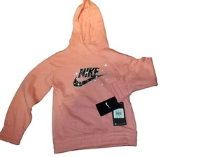 Nike Size 6 Girls Pullover Hoodie NWT MSRP $44 Coral Melon Pink - Picture 1 of 5