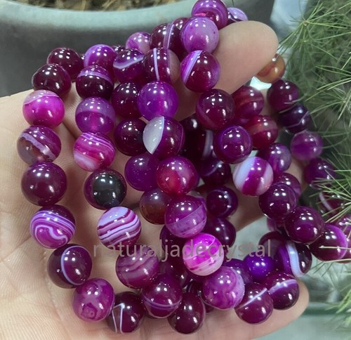 VALENTINO 5pz Bracciale Elastico Perline Rotonde Naturali 6 10 mm Agata Rosa Perline 7 5"