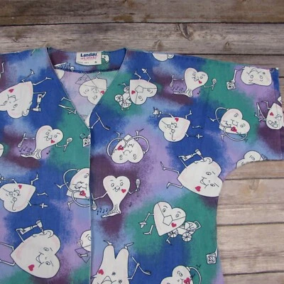 Landau Art Works Size Small Short Sleeve Snap Front Scrub Jacket Anthropomorphic - Image 1 of 4