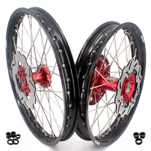 KKE 21/19 MX Dirt Bike Wheels Rims fit Honda CR125R 1998-2001 CR250R 1997-01 Red - Picture 1 of 12
