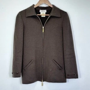 Chaqueta con cremallera Escada marrón chocolate lana cachemir para mujer alemana talla 36 EE. UU. S - Imagen 1 de 9