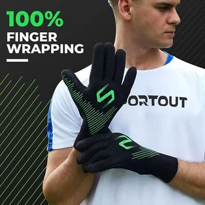 Pro Elite Fußball Torhüterhandschuhe für Erwachsene + Fingersave grün/schwarz - Größe 10 - Bild 1 von 6